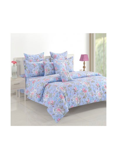 Buy Sparkle Collection Flat Sheet with Pillow Case Cotton Blue/Pink in UAE