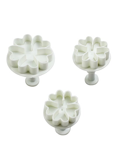 Buy 3 Piece Heart Flower Cake Cutter White 12centimeter in Saudi Arabia