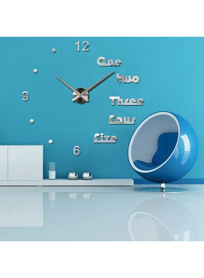 اشتري ملصق ساعة حائط بأحرف كبيرة بتصميم ثلاثي الأبعاد فضي 120 x 120سم في السعودية