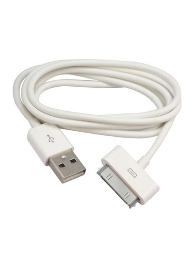 Buy 30-Pin Data Sync Charging Cable For Apple iPhone 4/4S/iPod 4th Gen White in Saudi Arabia