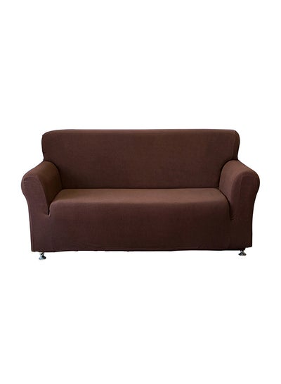 Buy 2-Seat Universal Jacquard Stretchable Sofa Cover Coffee 1.0kg in UAE