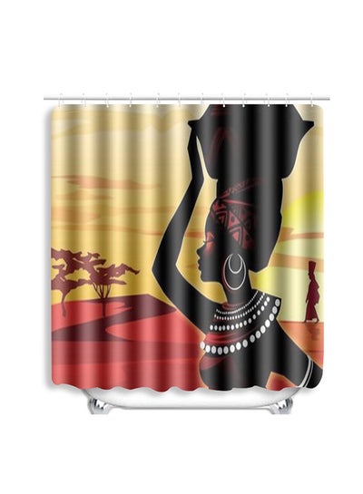 Buy African Woman Printed Shower Curtain With 12 Hooks Multicolour 71x71inch in UAE