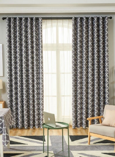 Buy Classic Printed Blackout Curtain Grey 140 x 240centimeter in UAE