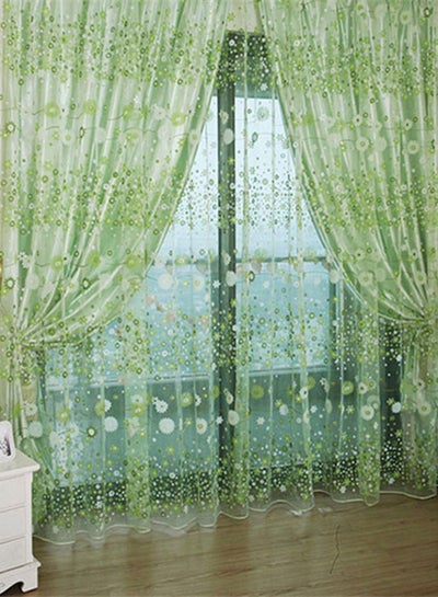 Buy Idyllic Small Flower Printed Curtain Green 100 x 200centimeter in UAE