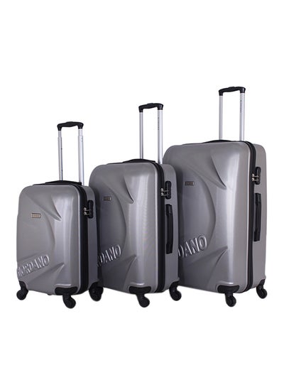 Buy Hardside 3 Piece Luggage Trolley Set Silver in Saudi Arabia