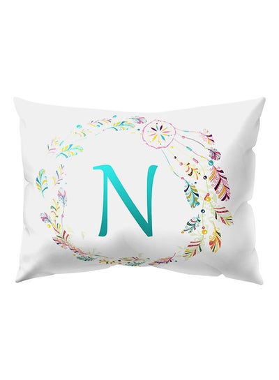 Buy Letter And Dream Catcher Printed Throw Pillow Case White/Green N in Saudi Arabia