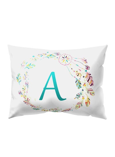 Buy Letter And Dream Catcher Printed Throw Pillow Case White/Green A in Saudi Arabia