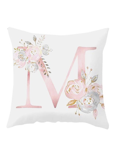 Buy Floral English Alphabet Printed Pillow Case Pink/White 18x8x18centimeter in UAE