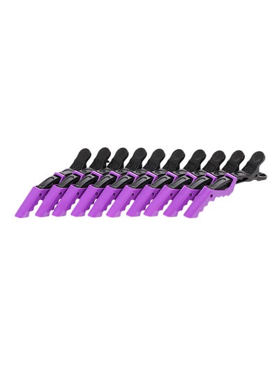 Buy 10-Piece Hair Sectioning Grip Clips Set Black/Purple 11.5cm in UAE