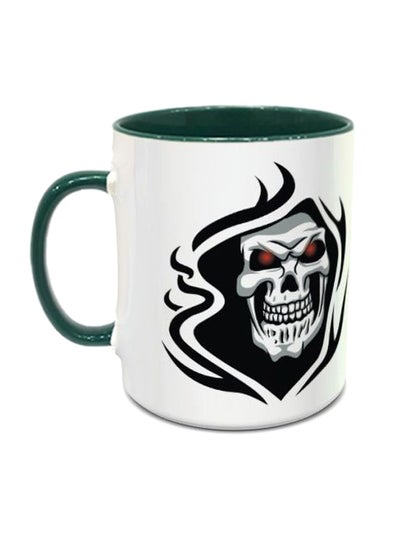 Buy Grim Reaper Printed Coffee Mug White/Black/Green in UAE