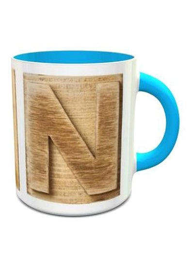 Buy Alphabet N Design 307 Mug Brown/Blue/White in UAE