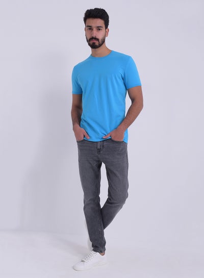 Buy Short Sleeve Round Neck T-shirt Turquoise in Egypt