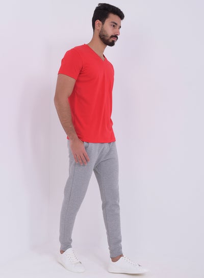 Buy Short Sleeve V-Neck T-shirt Red in Egypt