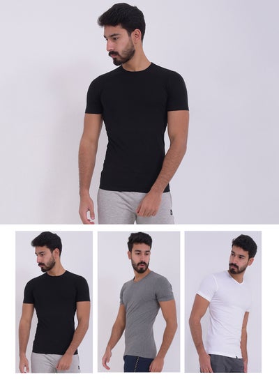 Buy Set Of 3 Round Neck T-shirt Multicolour in Egypt