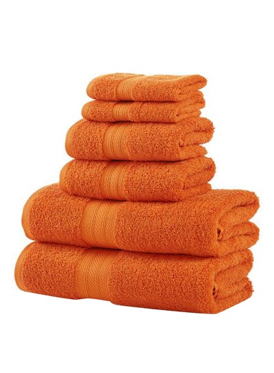 Buy 6-Piece Cotton Towel Set Orange in UAE