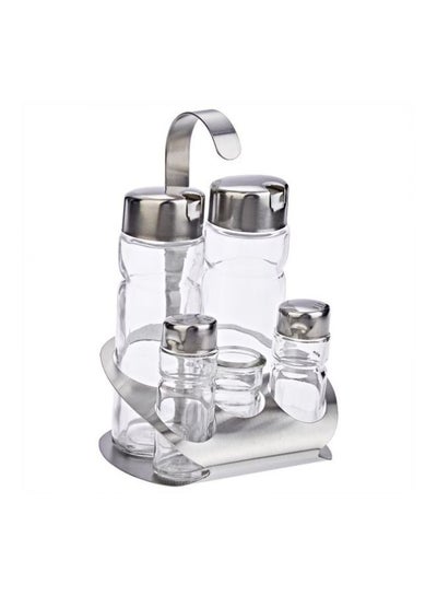 Buy 6-Piece Harmony Salt And Pepper Bottles Set Clear/Silver 129x121x212millimeter in UAE