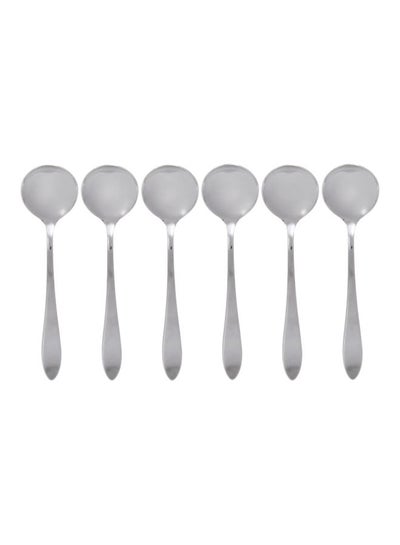 Buy 6-Piece Soup Spoon Set Silver in UAE