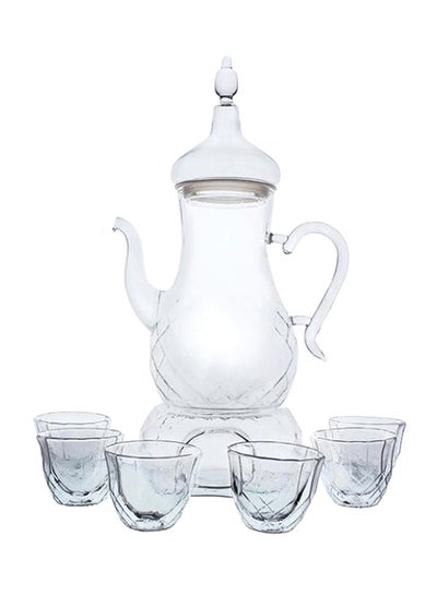 Buy 8-Piece Cup And Teapot Set Clear 130x94x108mm in UAE