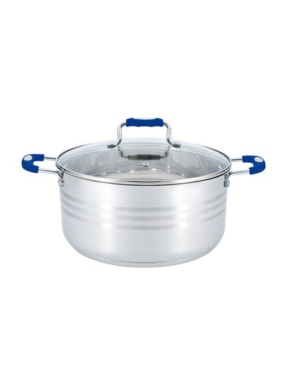 Buy Stainless Steel Casserole With Lid Silver/Blue in UAE