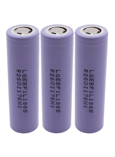 Buy 3-Piece Replacement Battery LG 18650 F1 Purple in Saudi Arabia