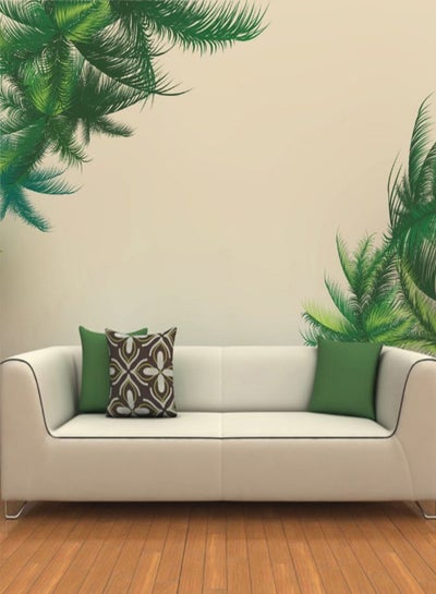 Buy Palm Tree Leaves Printed Wall Sticker Green 60x90centimeter in Saudi Arabia