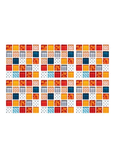 Buy 6-Piece 3D Mosaic Wall Sticker Set Yellow/Red/Blue 20x20cm in Saudi Arabia