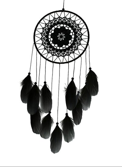 Buy Handmade Lace Dream Catcher Feather Bead Hanging Decoration black 50X55centimeter in Saudi Arabia