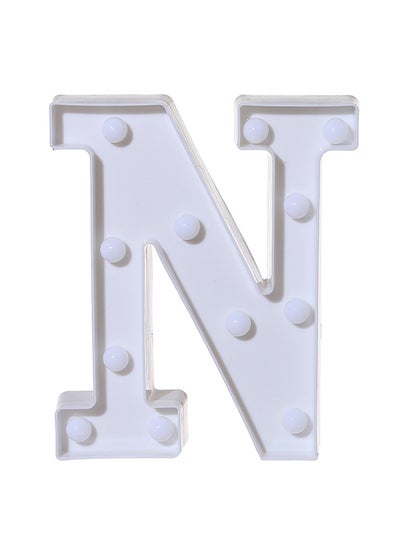 اشتري N Alphabet LED Marquee Letter Light Sign, Alphabet Letter For Wedding Birthday Party Christmas Home Bar Decoration Battery Operated White 22 x 18cm في الامارات