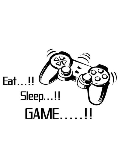 اشتري ملصق جداري بعبارة "Eat Sleep Game" أسود في الامارات