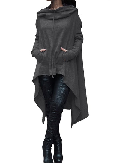 اشتري Hooded Neck Polyester Pullover Dark Grey في الامارات