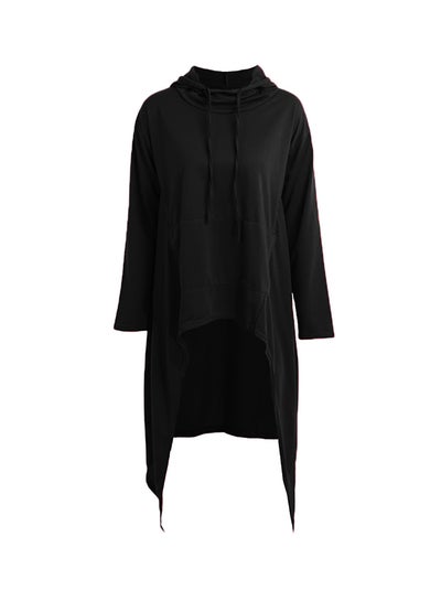 Buy Hooded Neck Polyester Pullover Black in UAE