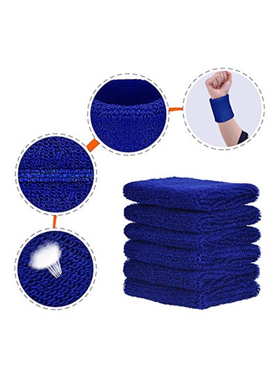 Buy 6-Piece Wrist Sweatbands Sports For Football 0.39X3.15X3.15inch in UAE