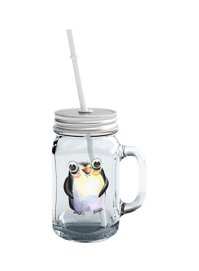 Glass Funny Cartoon Penguin Mason Jar With Straw For Kids Room Clear  15centimeter price in UAE | Noon UAE | kanbkam