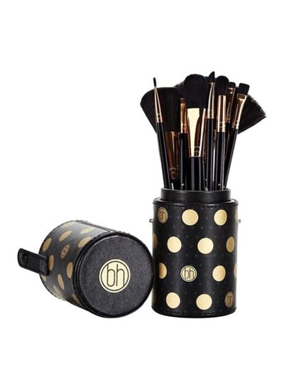 Buy 11-Piece Dot Collection Multi Use Brush Set With Storage Case Black/Gold in Saudi Arabia