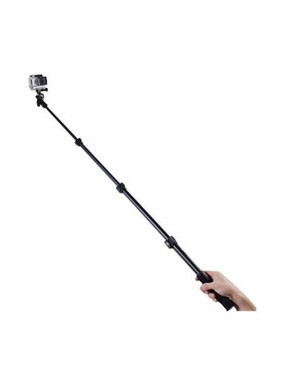 Buy Portable Selfie Stick With Bluetooth Remote And Mobile Holder Black in UAE