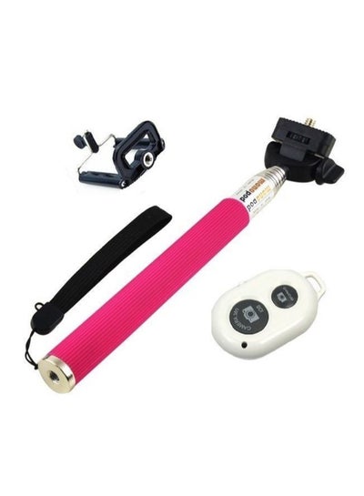 Buy Selfie Stick Monopod With Bluetooth Remote Shutter Pink in UAE