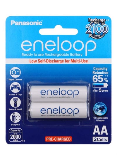 اشتري 2-Piece Eneloop Rechargeable AA Type Battery Set أبيض في الامارات