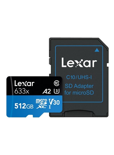 Buy High Performance 633X MicroSDXC UHS-I 512GB Memory Card With SD Adapter- LSDMI512BBEU633A Black/Blue in Egypt