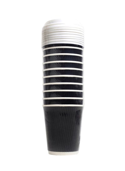 Buy 20-Piece Rippled Paper Cup Set Black in UAE