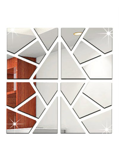 Buy Patterned Mirror Wall Sticker Silver in Saudi Arabia