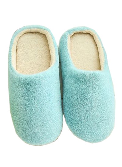 Buy New Soft Plain Slippers Blue in Saudi Arabia