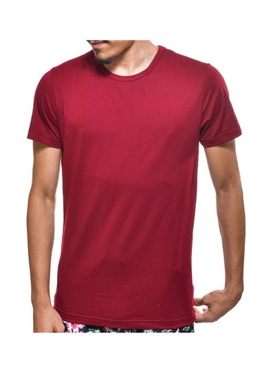 Buy Round Neck Short Sleeve T-Shirt Maroon in Saudi Arabia