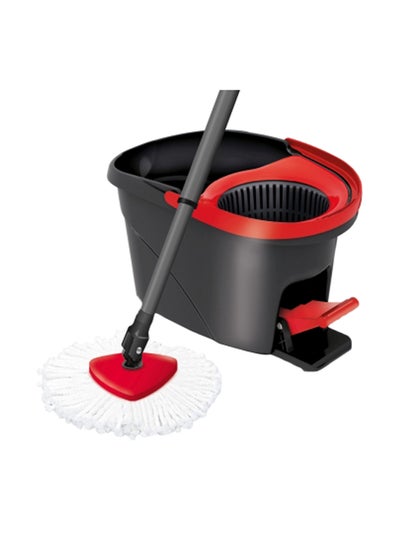 Buy 2-Piece Microfiber Easy Wring And Clean Spin Mop Set Black/Red in UAE