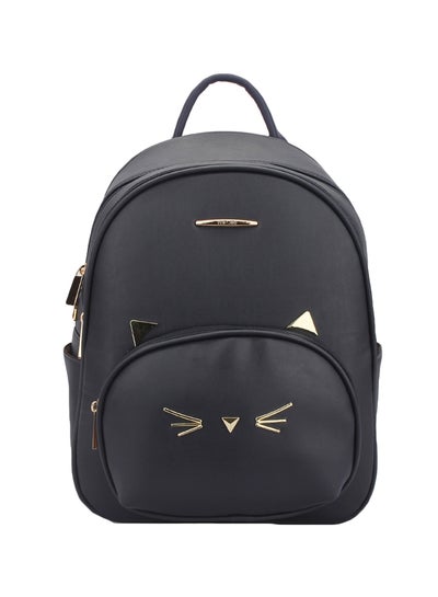 Buy Faux Leather Fashion Backpack Black in Saudi Arabia