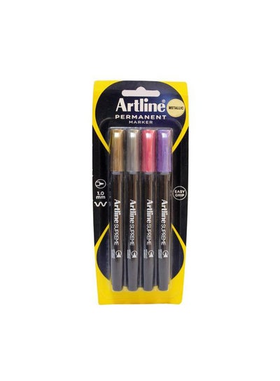 Buy 4-Piece Permanent Marker Gold/Red/Purple in Saudi Arabia