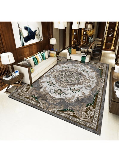 Buy Printed Floor Carpet Polypropylene Grey/Beige/Brown 200x140cm in UAE