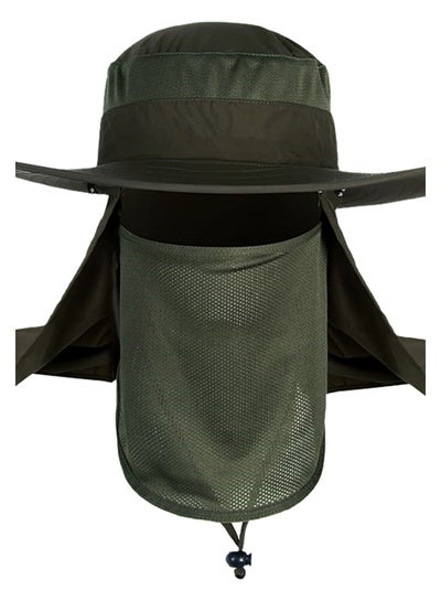 Buy Sun Protection Fishing Neck Face Flap Hat With Wide Brim Green in Saudi Arabia