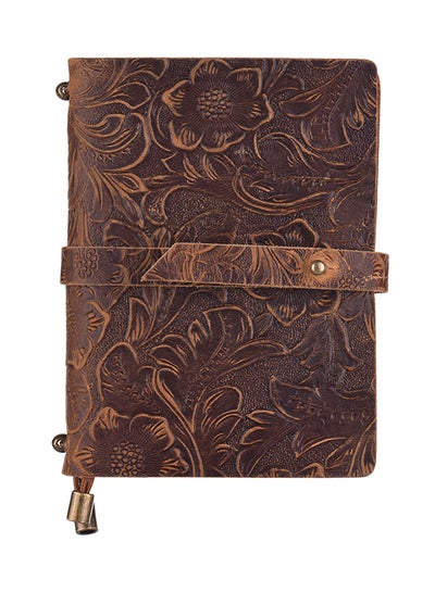 Buy Leather Vintage Embossed Pattern Travel Journal Notebook in UAE