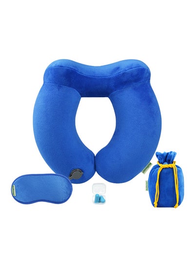 اشتري Inflatable Neck Pillow Travel Airplane Pillow With Ear Plugs Eye Mask And Drawstring Bag في الامارات