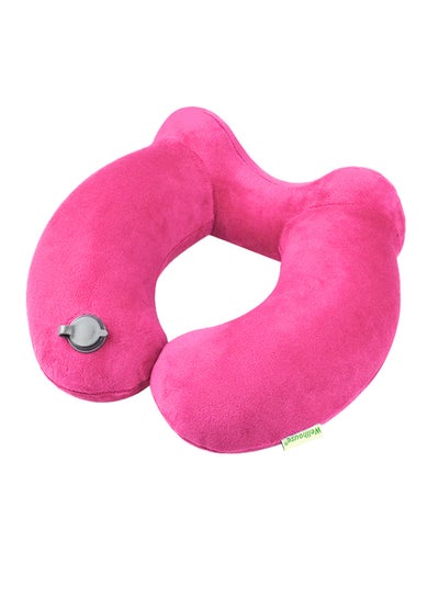 Buy Inflatable Neck Pillow Travel Airplane Pillow With Ear Plugs Eye Mask And Drawstring Bag Pink in UAE